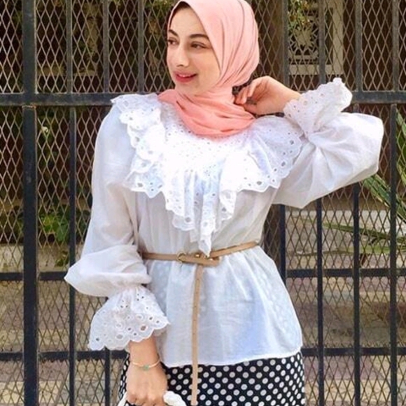 SHEIN eyelet Ruffle Trim blouse - Picture 14 of 16